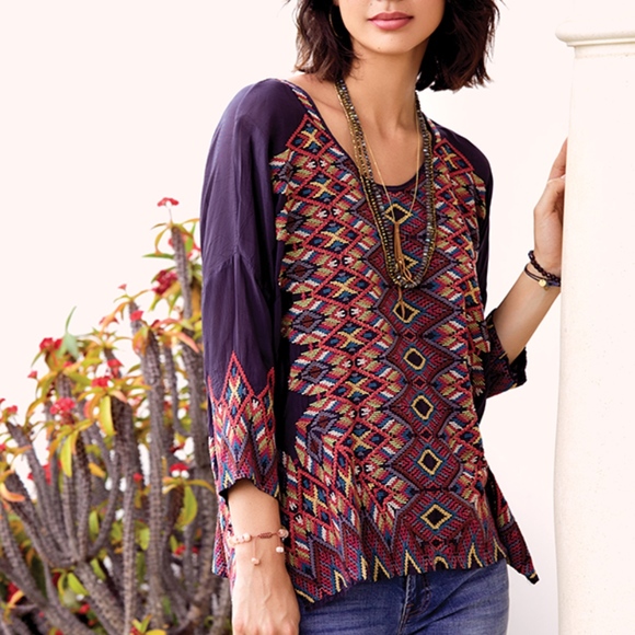 Johnny Was Tops - $95⬇️ Johnny Was Moni Tribal Embroidered Blouse